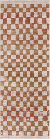 Benjy Irregular Checkboard Rug - Cream&Salmon - Ornate Home