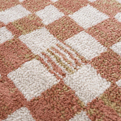 Benjy Irregular Checkboard Rug - Cream&Salmon - Ornate Home
