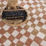 Benjy Irregular Checkboard Rug - Cream&Salmon - Ornate Home