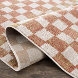 Benjy Irregular Checkboard Rug - Cream&Salmon - Ornate Home