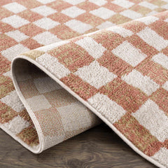 Benjy Irregular Checkboard Rug - Cream&Salmon - Ornate Home