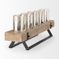 Benk Black Wood and Metal Five Cup Candle Holder