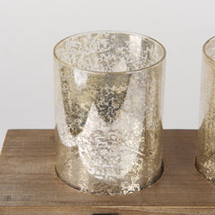 Benk Black Wood and Metal Five Cup Candle Holder