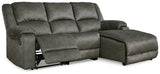 Benlocke Flannel 3pc Manual Reclining Sectional w/ RAF Chaise - Ornate Home