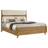 Bennett Cream/Light Oak 62-inch California King Upholstered Panel Bed - Ornate Home