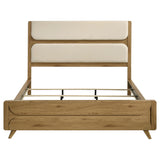 Bennett Cream/Light Oak 62-inch California King Upholstered Panel Bed - Ornate Home