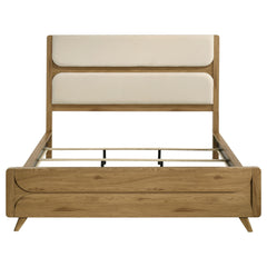 Bennett Cream/Light Oak 62-inch California King Upholstered Panel Bed - Ornate Home
