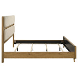 Bennett Cream/Light Oak 62-inch California King Upholstered Panel Bed - Ornate Home