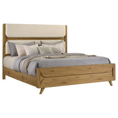 Bennett Cream/Light Oak 62-inch Eastern King Upholstered Panel Bed - Ornate Home