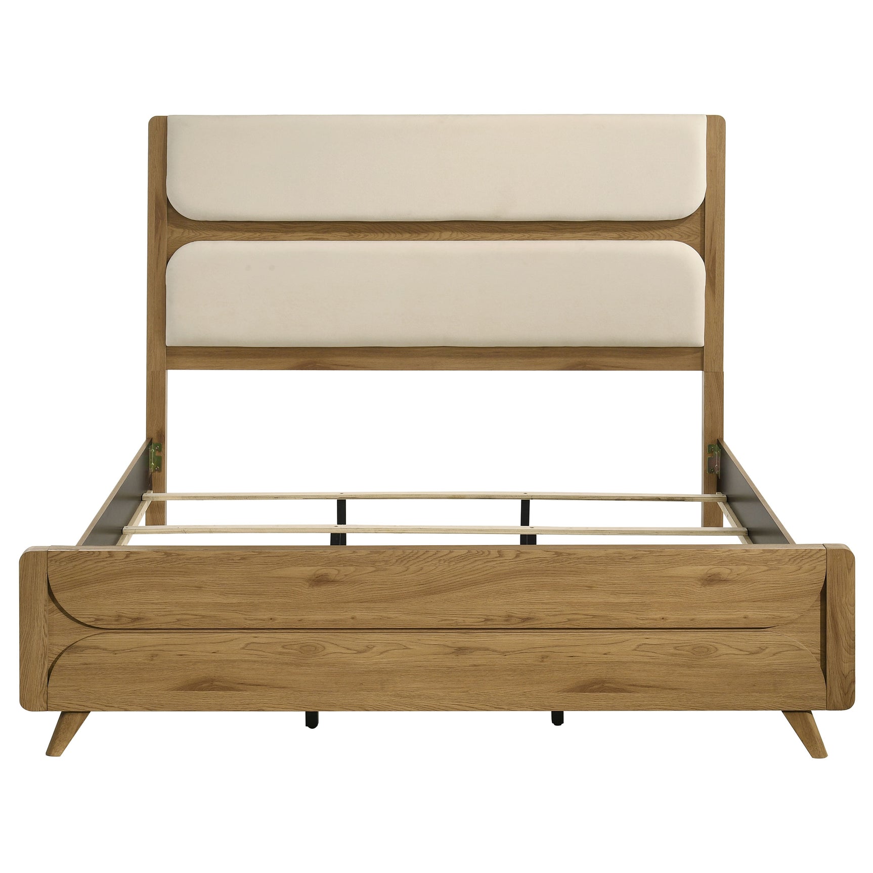 Bennett Cream/Light Oak 62-inch Eastern King Upholstered Panel Bed - Ornate Home