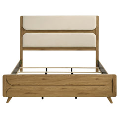 Bennett Cream/Light Oak 62-inch Eastern King Upholstered Panel Bed - Ornate Home