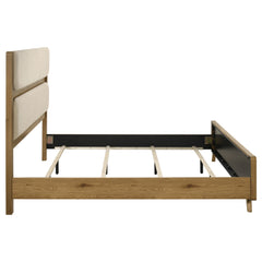 Bennett Cream/Light Oak 62-inch Eastern King Upholstered Panel Bed - Ornate Home