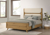 Bennett Cream/Light Oak 62-inch Queen Upholstered Panel Bed - Ornate Home