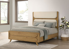 Bennett Cream/Light Oak 62-inch Queen Upholstered Panel Bed - Ornate Home