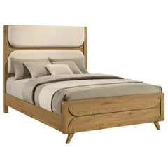 Bennett Cream/Light Oak 62-inch Queen Upholstered Panel Bed - Ornate Home