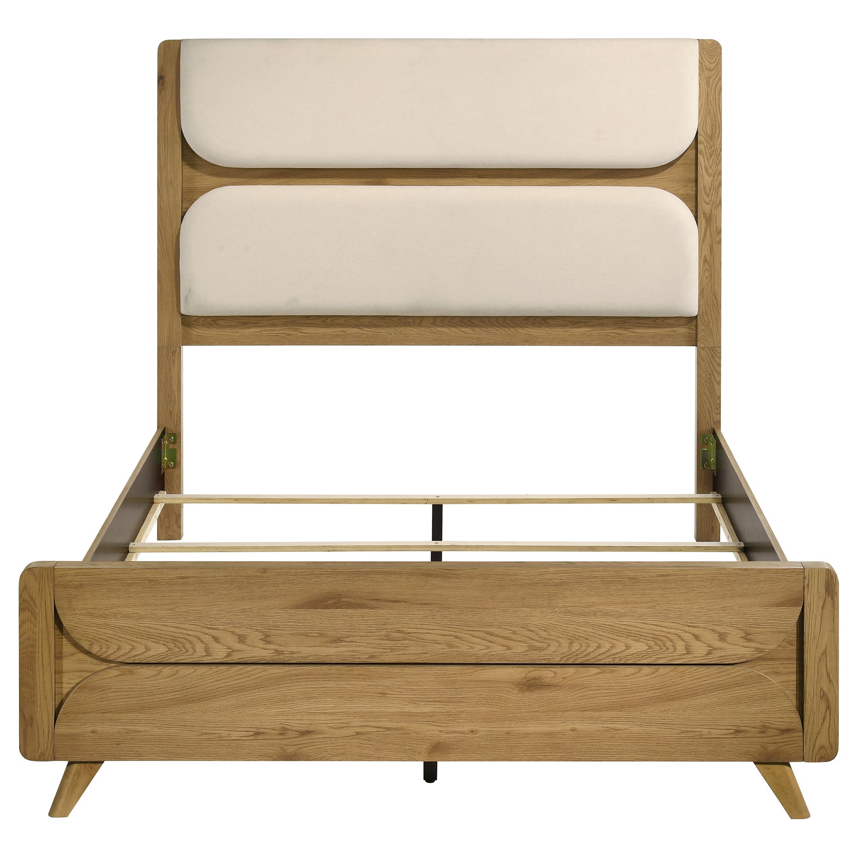 Bennett Cream/Light Oak 62-inch Queen Upholstered Panel Bed - Ornate Home