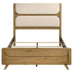 Bennett Cream/Light Oak 62-inch Queen Upholstered Panel Bed - Ornate Home