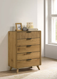 Bennett Light Oak 5-drawer Bedroom Chest of Drawers - Ornate Home