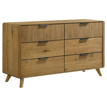 Bennett Light Oak 6-drawer Bedroom Dresser Cabinet - Ornate Home