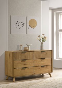Bennett Light Oak 6-drawer Bedroom Dresser Cabinet - Ornate Home