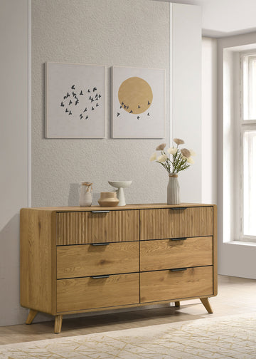 Bennett Light Oak 6-drawer Bedroom Dresser Cabinet - Ornate Home