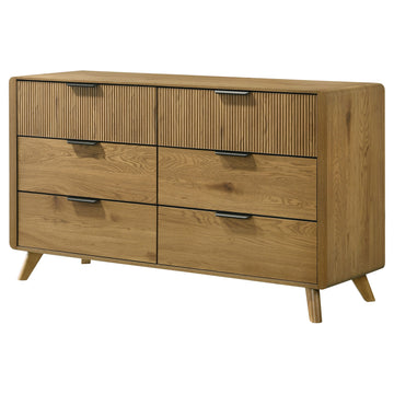 Bennett Light Oak 6-drawer Bedroom Dresser Cabinet - Ornate Home