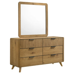 Bennett Light Oak 6-drawer Bedroom Dresser and Mirror Set - Ornate Home