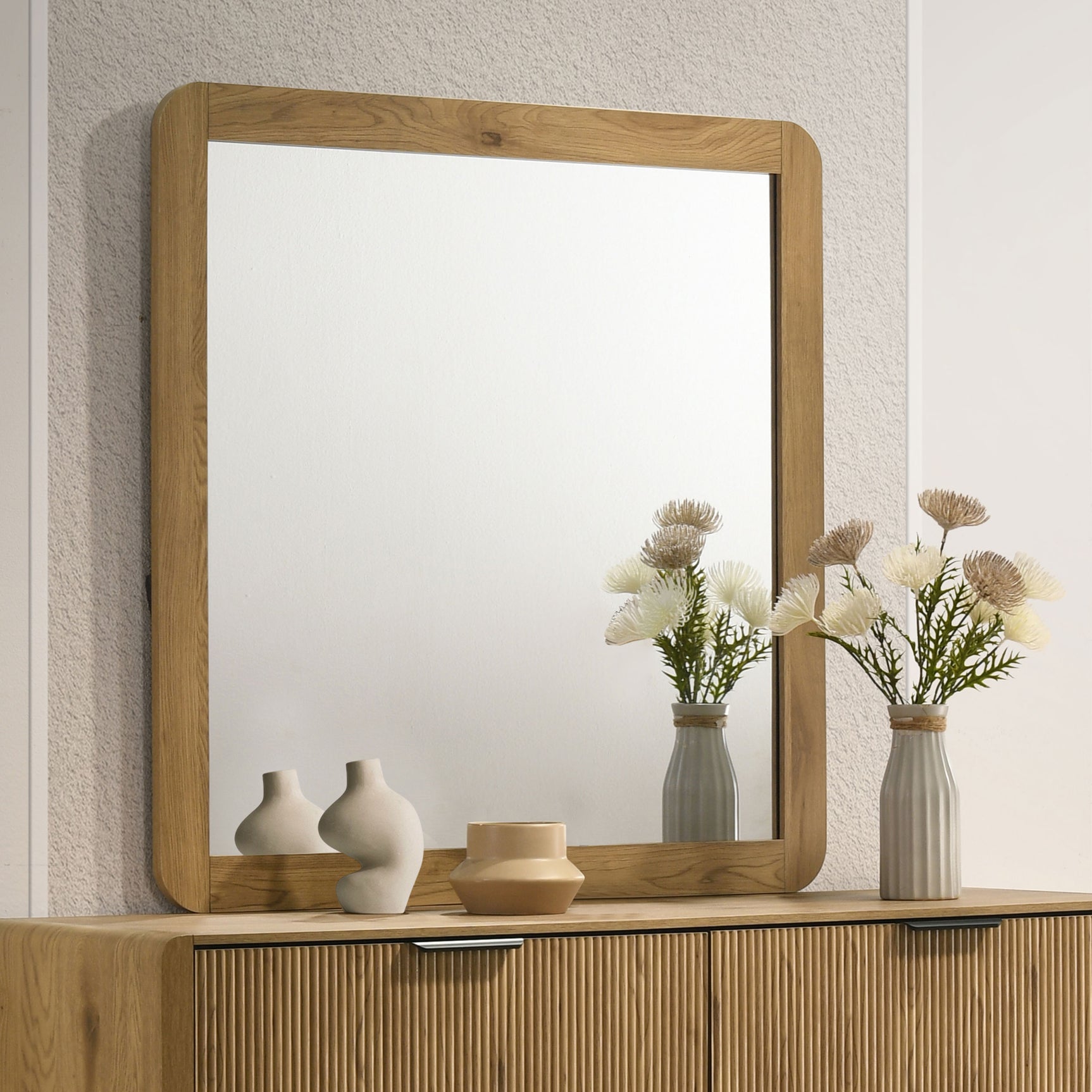 Bennett Light Oak Bedroom Dresser Mirror - Ornate Home