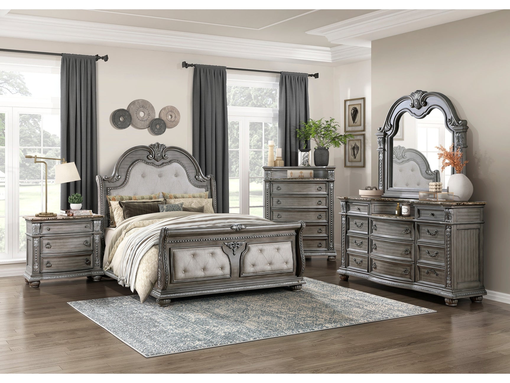 Bennington Gray 5-Piece Queen Bedroom Set - Ornate Home