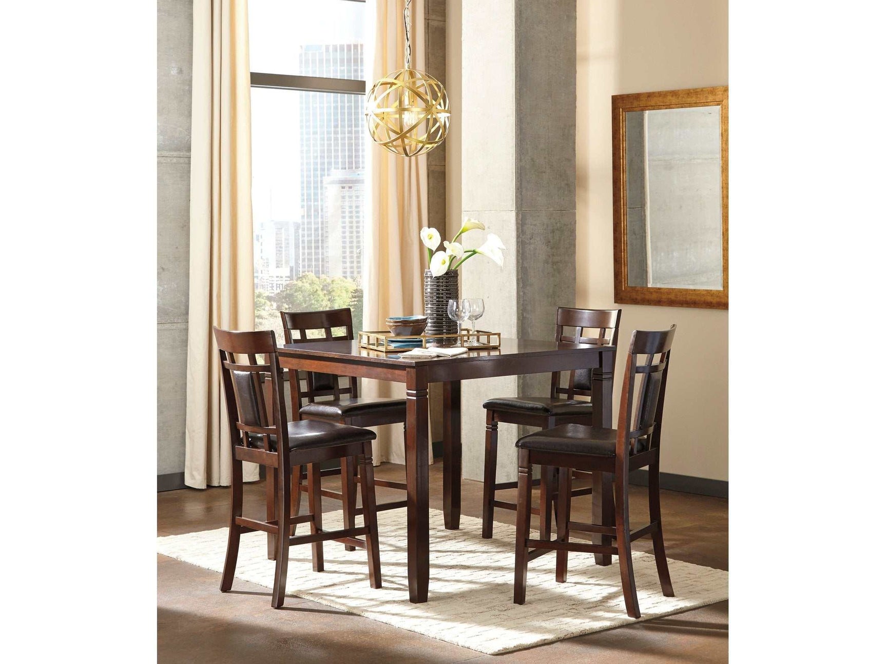 Bennox Brown Counter Height Dining Room Set (Set of 5) (Online Special Price) - Ornate Home