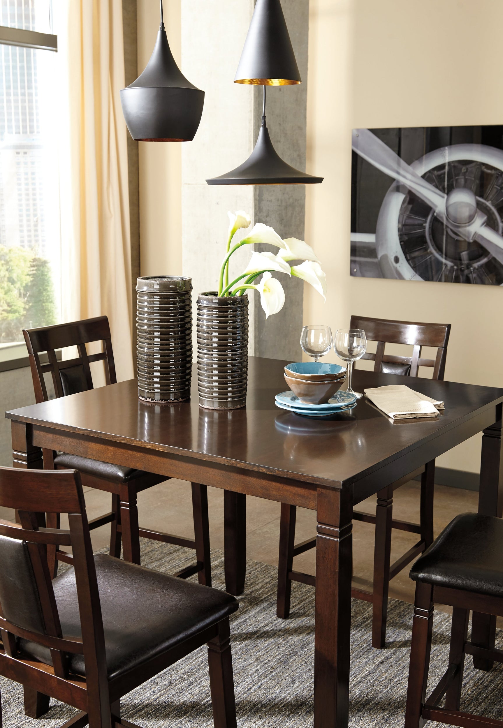 Bennox Brown Counter Height Dining Room Set (Set of 5) (Online Special Price) - Ornate Home