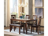 Bennox Brown Dining Room Set w/ Bench (Set of 6) (Online Special Price) - Ornate Home