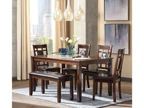 Bennox Brown Dining Room Set w/ Bench (Set of 6) (Online Special Price) - Ornate Home