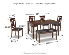 Bennox Brown Dining Room Set w/ Bench (Set of 6) - Ornate Home
