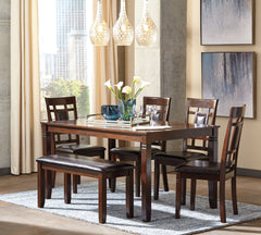 Bennox Brown Dining Room Set w/ Bench (Set of 6) - Ornate Home