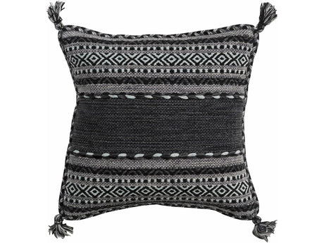 Bensalem Monochrome Tribal Tassel Throw Pillow - Ornate Home