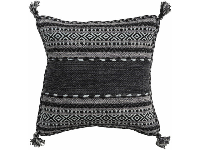 Bensalem Monochrome Tribal Tassel Throw Pillow - Ornate Home