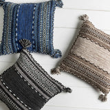 Bensalem Monochrome Tribal Tassel Throw Pillow - Ornate Home