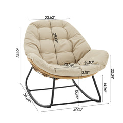 Benson 3-Piece Patio Rocking Chair with Ottoman and Table in Cream - Ornate Home