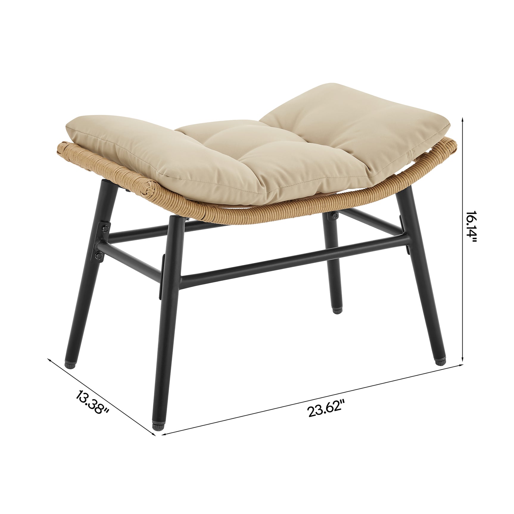 Benson 3-Piece Patio Rocking Chair with Ottoman and Table in Cream - Ornate Home