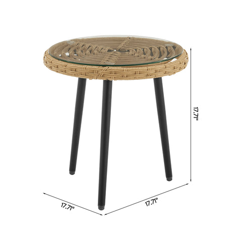 Benson 3-Piece Patio Rocking Chair with Ottoman and Table in Cream - Ornate Home