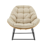 Benson 3-Piece Patio Rocking Chair with Ottoman and Table in Cream - Ornate Home