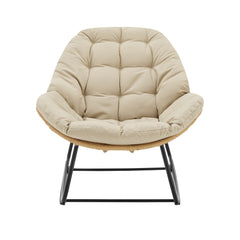 Benson 3-Piece Patio Rocking Chair with Ottoman and Table in Cream - Ornate Home