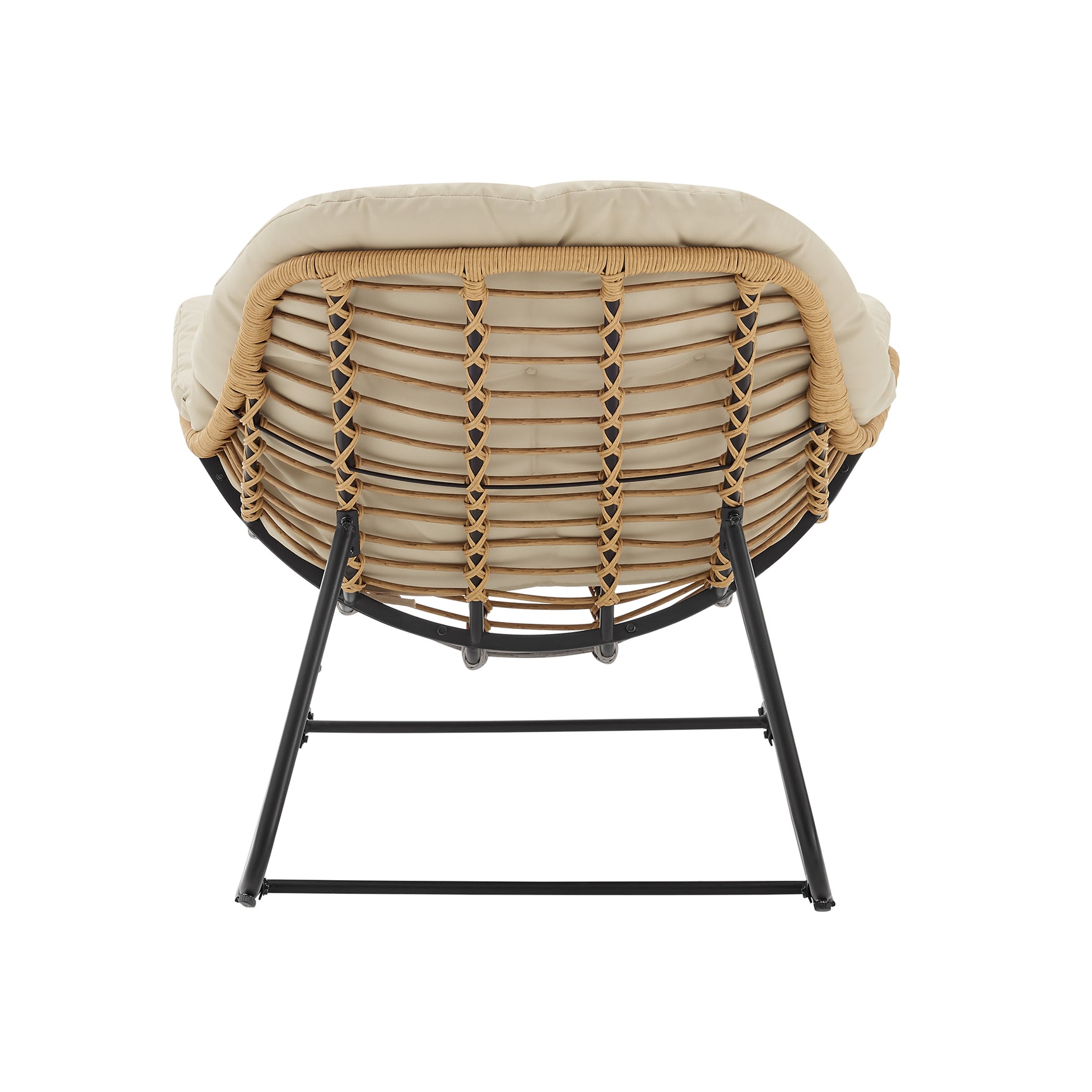 Benson 3-Piece Patio Rocking Chair with Ottoman and Table in Cream - Ornate Home