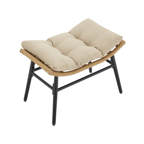 Benson 3-Piece Patio Rocking Chair with Ottoman and Table in Cream - Ornate Home