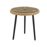 Benson 3-Piece Patio Rocking Chair with Ottoman and Table in Cream - Ornate Home