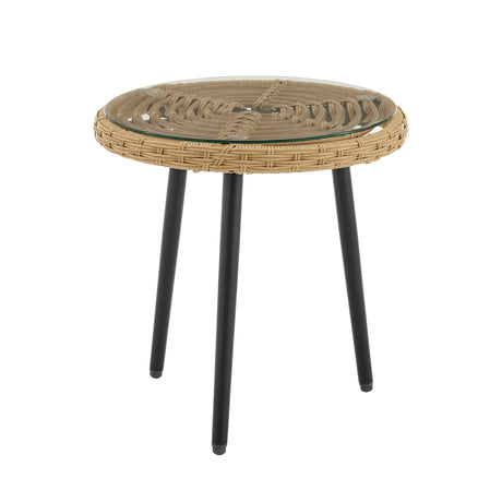 Benson 3-Piece Patio Rocking Chair with Ottoman and Table in Cream - Ornate Home