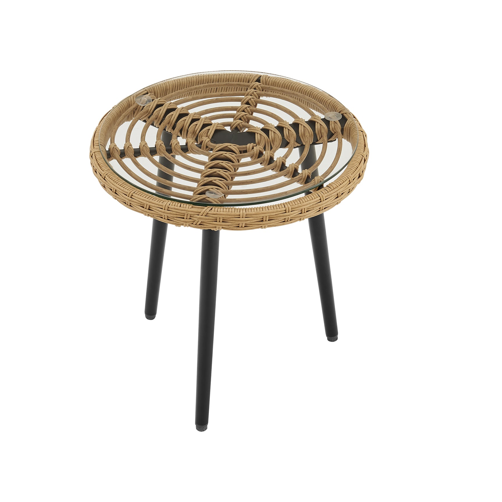 Benson 3-Piece Patio Rocking Chair with Ottoman and Table in Cream - Ornate Home