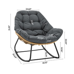 Benson 3-Piece Patio Rocking Chair with Ottoman and Table in Grey - Ornate Home