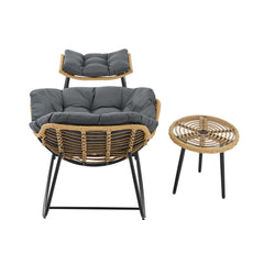Benson 3-Piece Patio Rocking Chair with Ottoman and Table in Grey - Ornate Home
